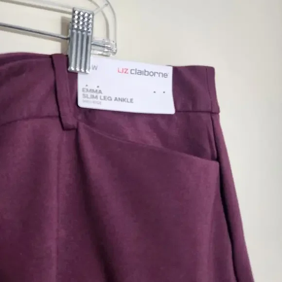 Liz‎ Claiborne NWT Emma maroon mid-rise slim leg ankle pants woman's size 24W - Picture 12 of 13